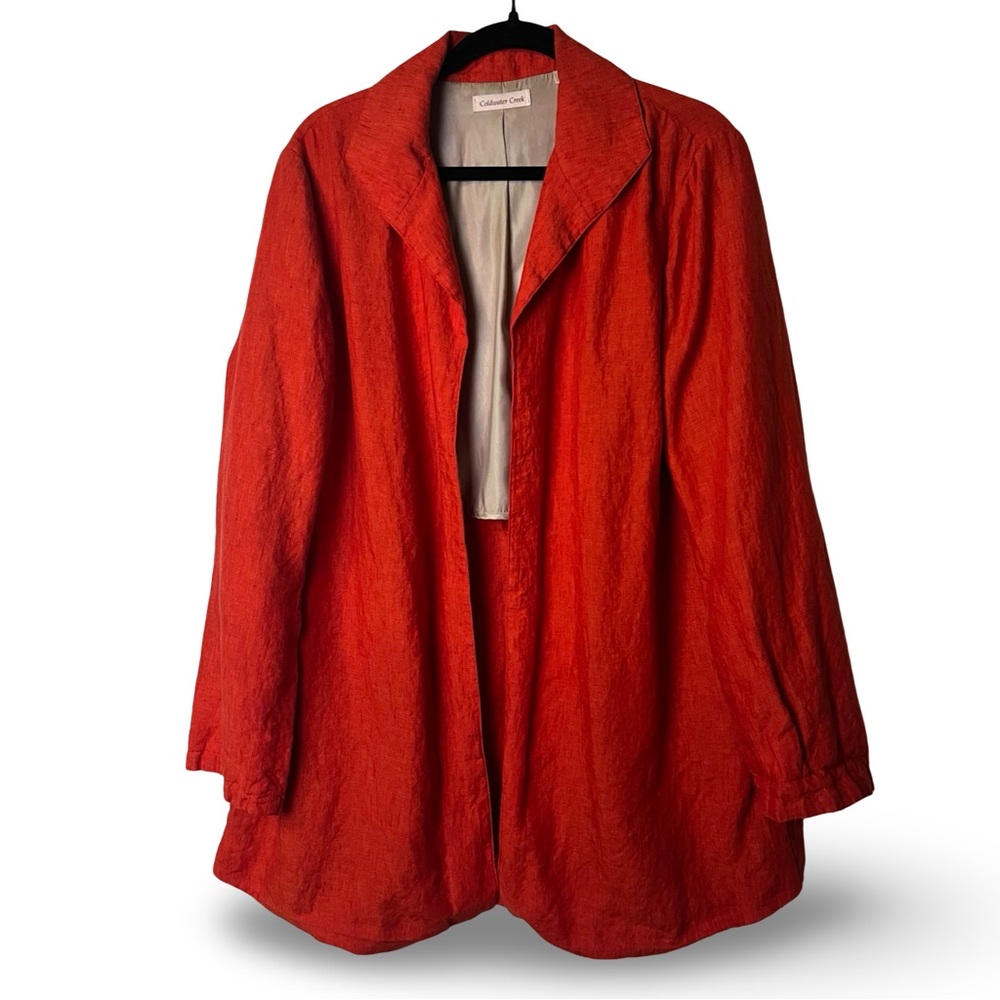 Coldwater Creek - Linen Swing Jacket Open Front‎ Orange - Sz. W18